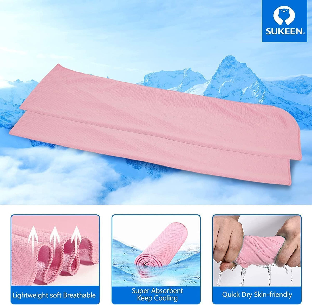 4Pack Cooling Towel (40"x12") for Neck and Face, Soft & Breathable Chilly Sports Towel, Quick-Drying Sweat Absorbing Cooling Neck Wraps Cooling for Yoga, Sport, Running, Workout