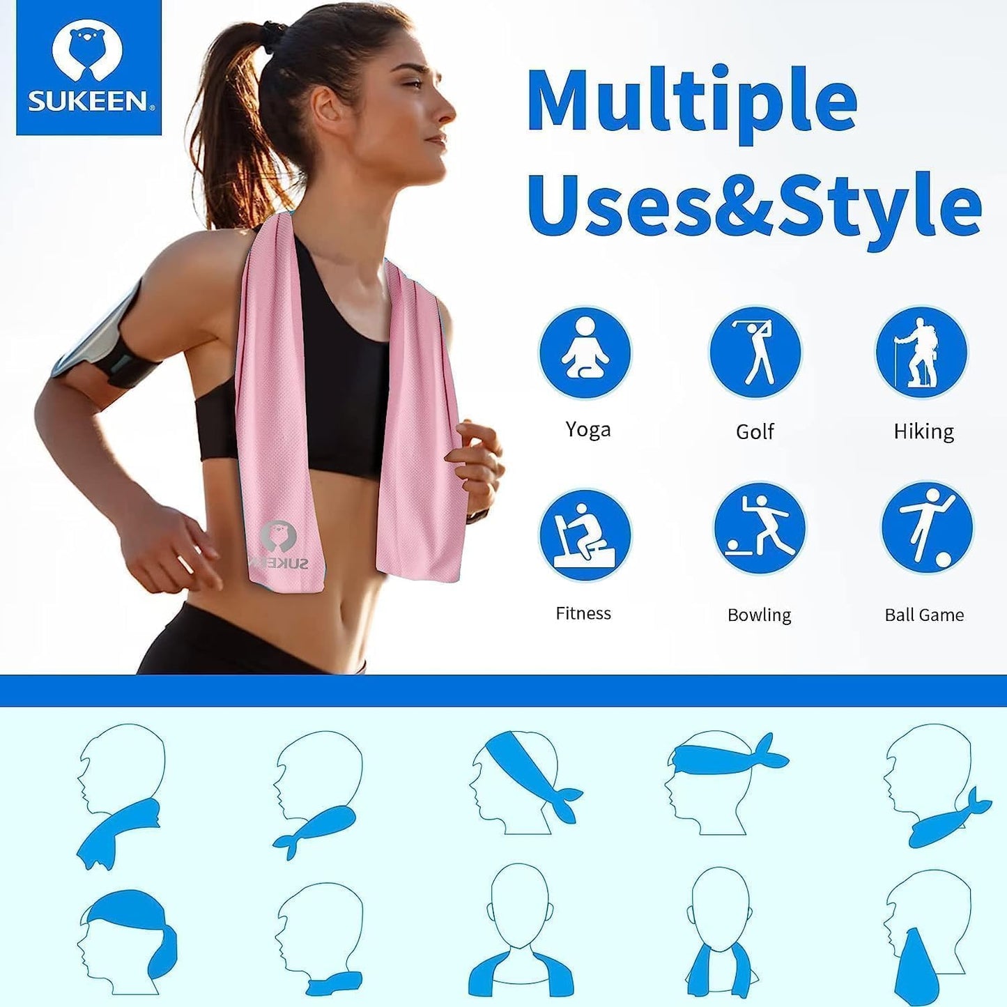 4Pack Cooling Towel (40"x12") for Neck and Face, Soft & Breathable Chilly Sports Towel, Quick-Drying Sweat Absorbing Cooling Neck Wraps Cooling for Yoga, Sport, Running, Workout