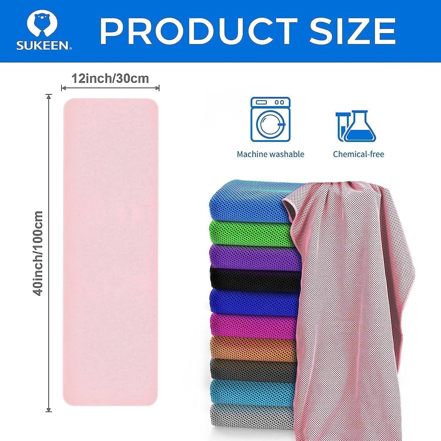 4Pack Cooling Towel (40"x12") for Neck and Face, Soft & Breathable Chilly Sports Towel, Quick-Drying Sweat Absorbing Cooling Neck Wraps Cooling for Yoga, Sport, Running, Workout