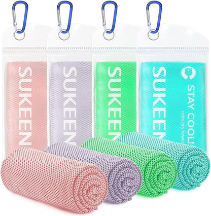 4Pack Cooling Towel (40"x12") for Neck and Face, Soft & Breathable Chilly Sports Towel, Quick-Drying Sweat Absorbing Cooling Neck Wraps Cooling for Yoga, Sport, Running, Workout