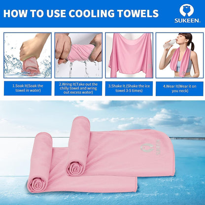 4Pack Cooling Towel (40"x12") for Neck and Face, Soft & Breathable Chilly Sports Towel, Quick-Drying Sweat Absorbing Cooling Neck Wraps Cooling for Yoga, Sport, Running, Workout