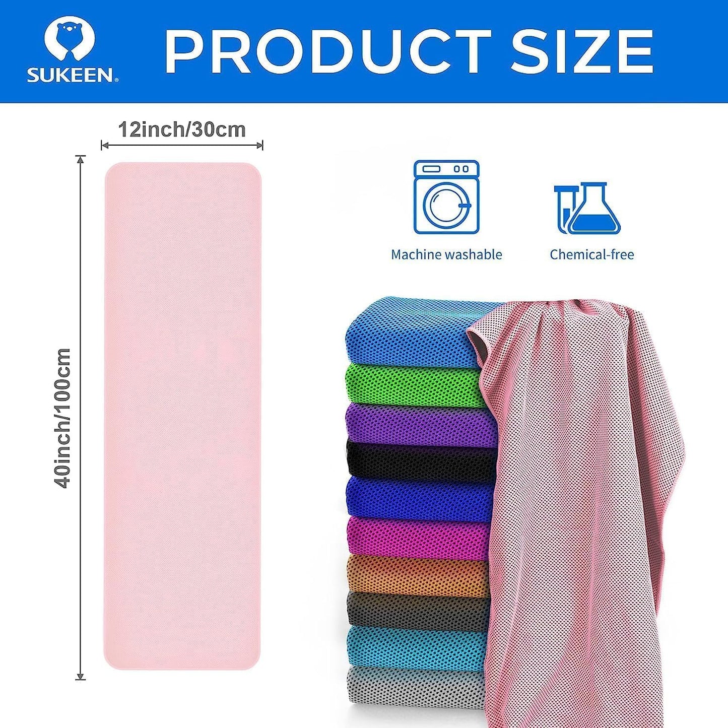 4Pack Cooling Towel (40"x12") for Neck and Face, Soft & Breathable Chilly Sports Towel, Quick-Drying Sweat Absorbing Cooling Neck Wraps Cooling for Yoga, Sport, Running, Workout