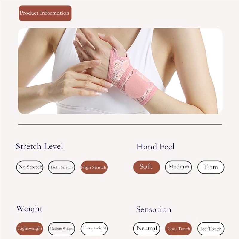 Pink Wrist Brace 2 Pack, Adjustable Support for Women Workout | 2 Pack pink compression wrist wraps, high elastic breathable fabric, adjustable fit for yoga pilates gym daily work