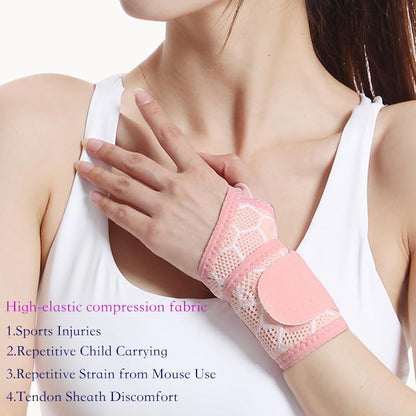 Pink Wrist Brace 2 Pack, Adjustable Support for Women Workout | 2 Pack pink compression wrist wraps, high elastic breathable fabric, adjustable fit for yoga pilates gym daily work
