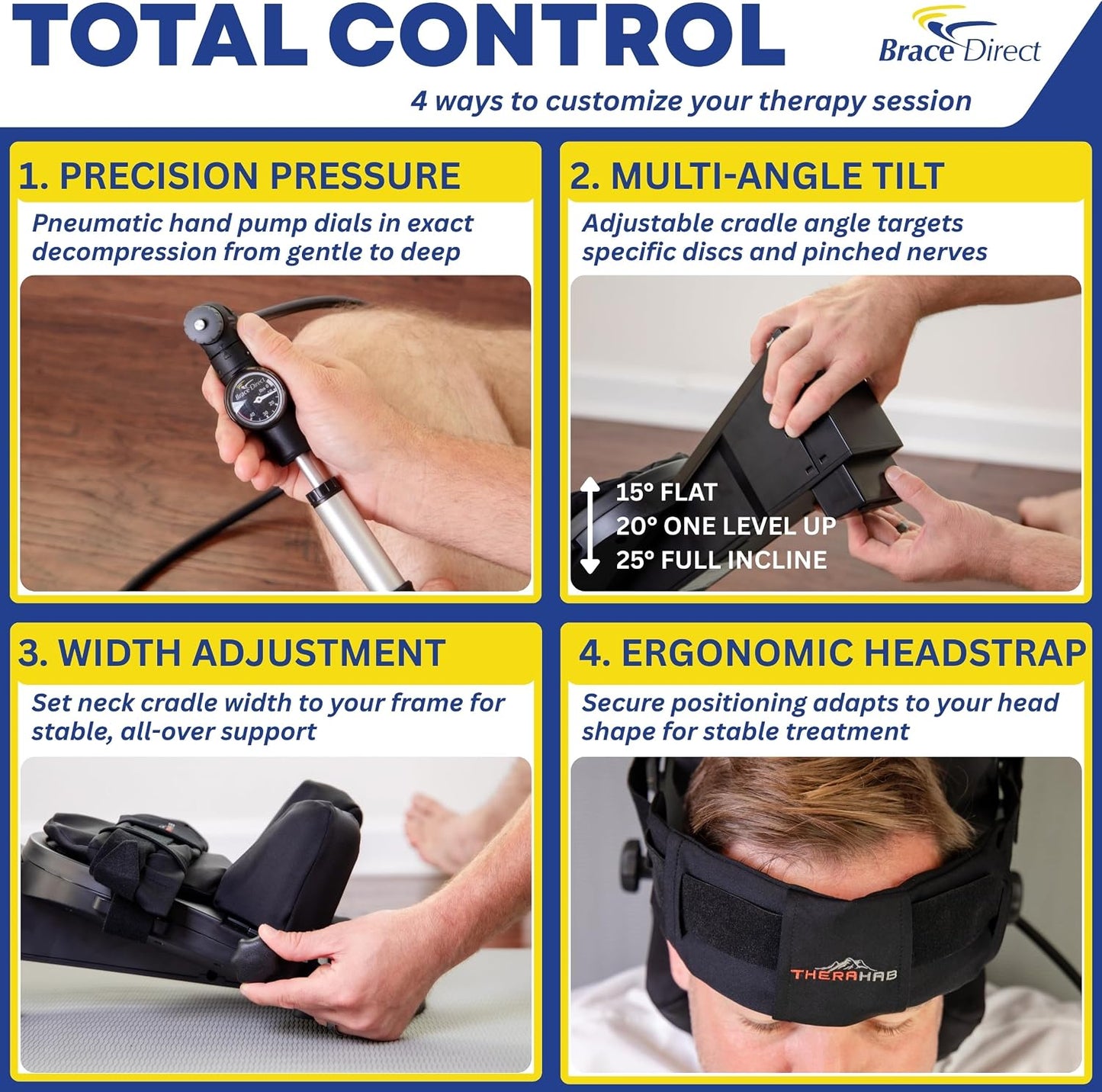 Cervical Traction Device - Spinal Decompression & Neck Pain Relief, Herniated Disc & Spondylosis Support with Hot Cold Therapy - E0849 (Portable - Adjustable Traction up to 40 lbs)