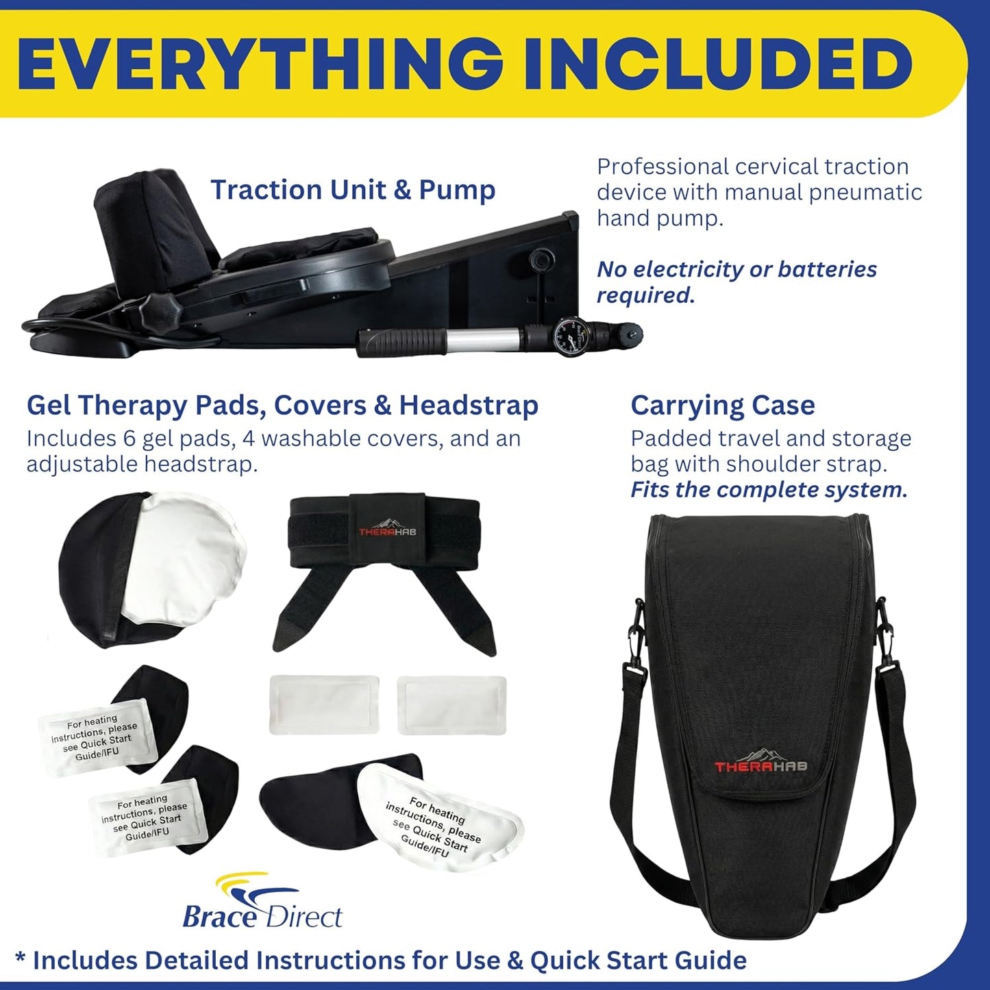Cervical Traction Device - Spinal Decompression & Neck Pain Relief, Herniated Disc & Spondylosis Support with Hot Cold Therapy - E0849 (Portable - Adjustable Traction up to 40 lbs)