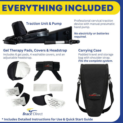 Cervical Traction Device - Spinal Decompression & Neck Pain Relief, Herniated Disc & Spondylosis Support with Hot Cold Therapy - E0849 (Portable - Adjustable Traction up to 40 lbs)