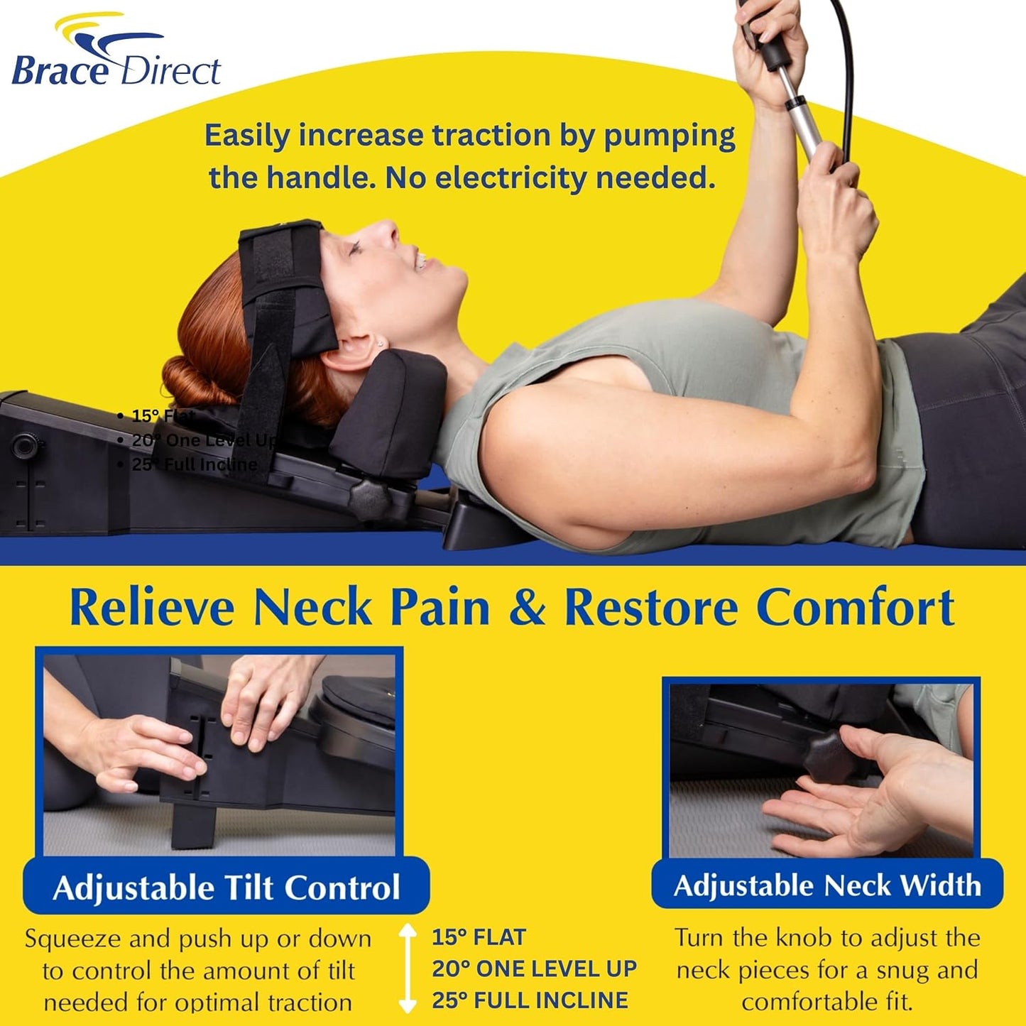 Cervical Traction Device - Spinal Decompression & Neck Pain Relief, Herniated Disc & Spondylosis Support with Hot Cold Therapy - E0849 (Portable - Adjustable Traction up to 40 lbs)