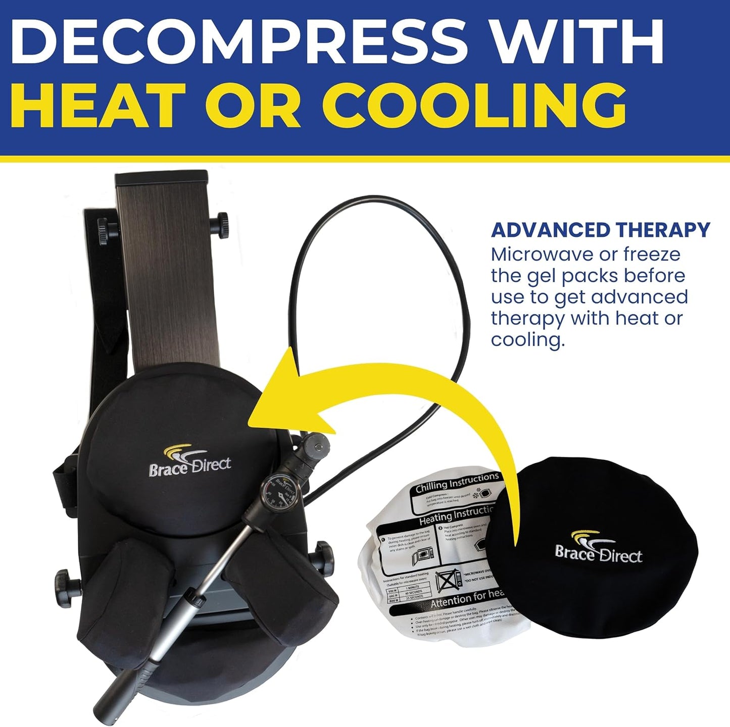Cervical Traction Device - Spinal Decompression & Neck Pain Relief, Herniated Disc & Spondylosis Support with Hot Cold Therapy - E0849 (Portable - Adjustable Traction up to 40 lbs)