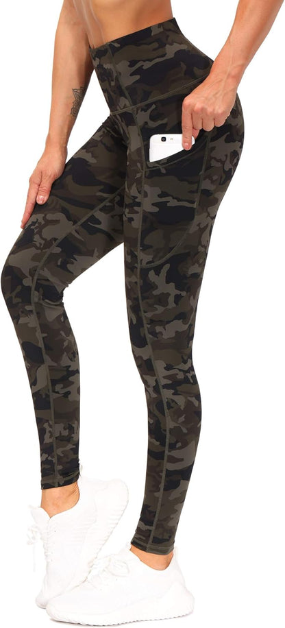 Thick High Waist Yoga Pants with Pockets, Tummy Control Workout Running Yoga Leggings for Women - Colors B
