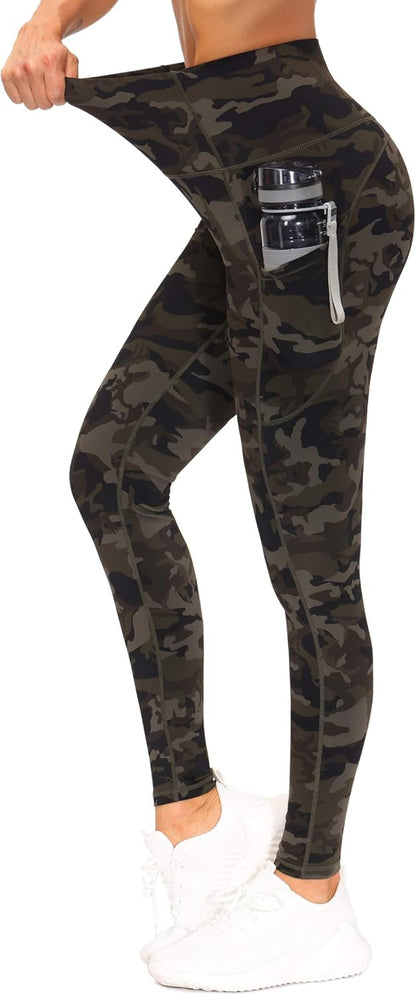 Thick High Waist Yoga Pants with Pockets, Tummy Control Workout Running Yoga Leggings for Women - Colors B