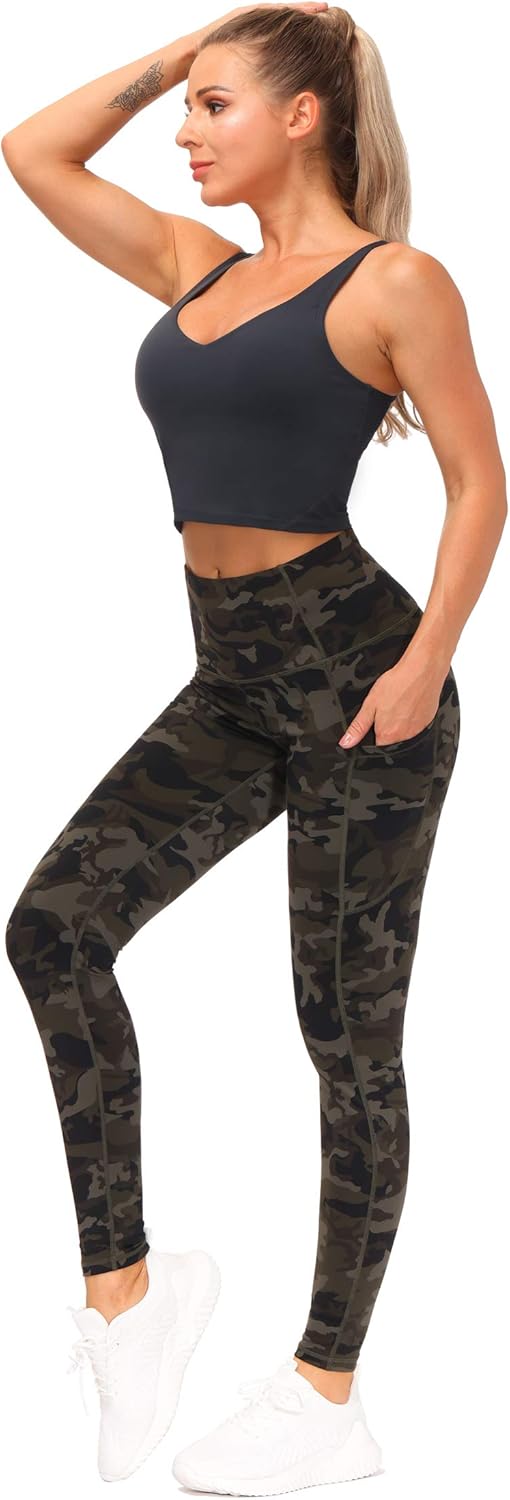 Thick High Waist Yoga Pants with Pockets, Tummy Control Workout Running Yoga Leggings for Women - Colors B
