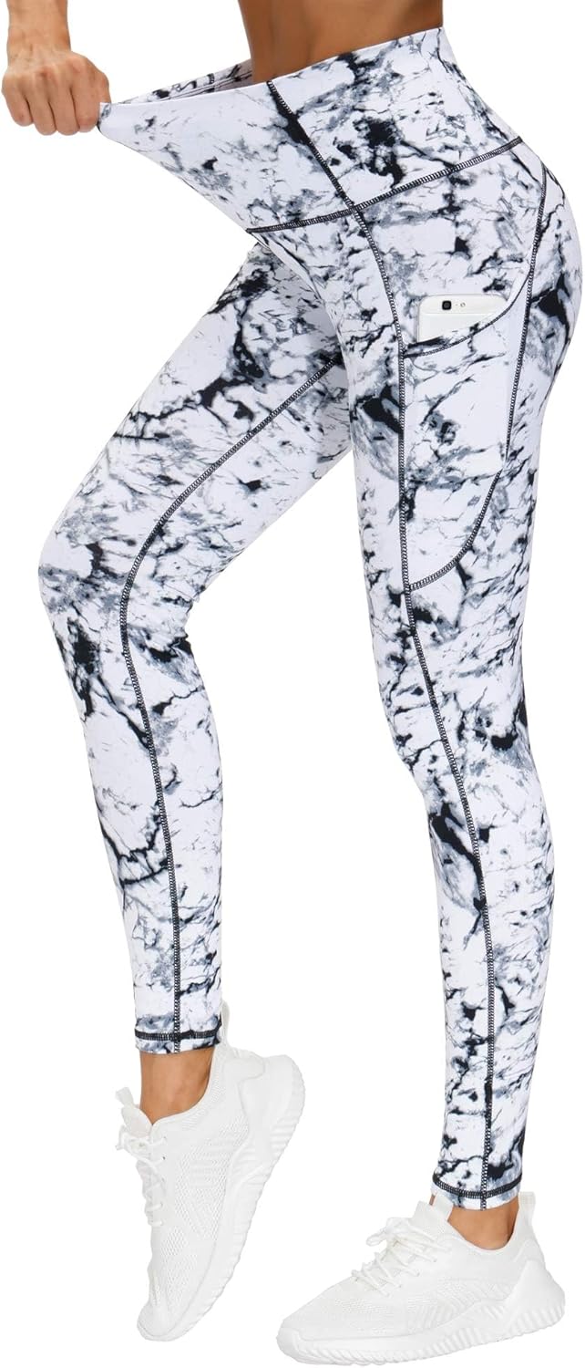 Thick High Waist Yoga Pants with Pockets, Tummy Control Workout Running Yoga Leggings for Women - Colors B
