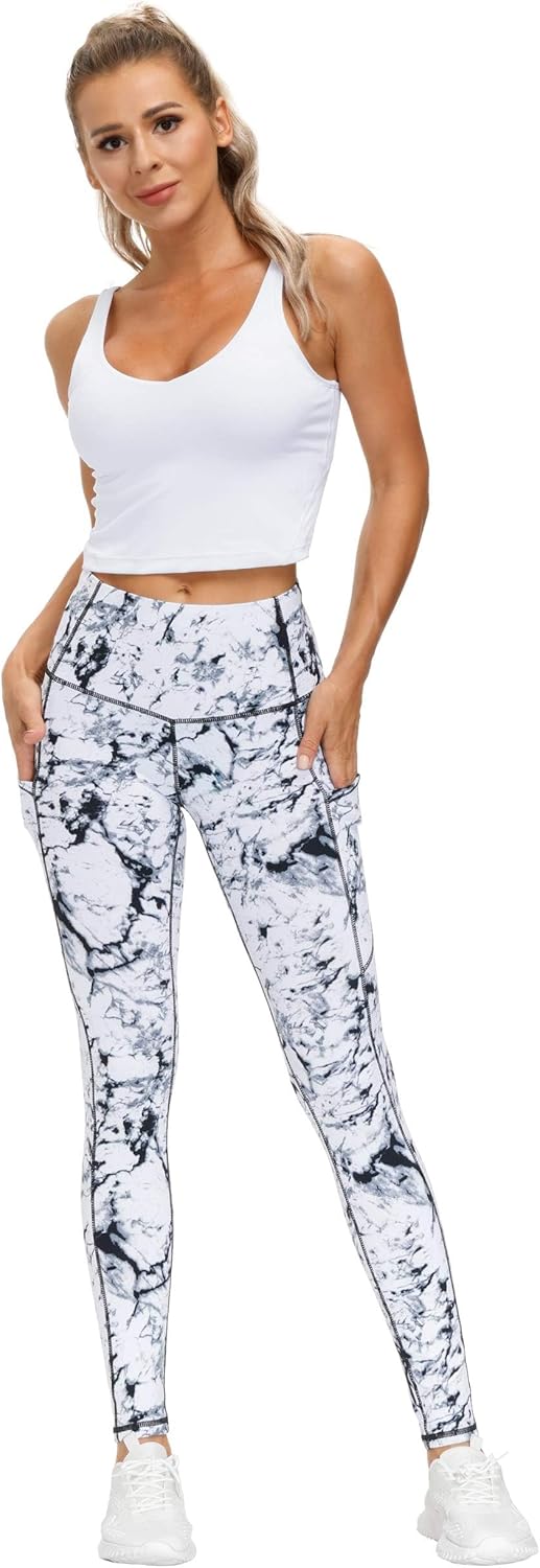 Thick High Waist Yoga Pants with Pockets, Tummy Control Workout Running Yoga Leggings for Women - Colors B