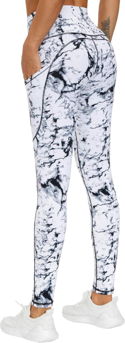 Thick High Waist Yoga Pants with Pockets, Tummy Control Workout Running Yoga Leggings for Women - Colors B