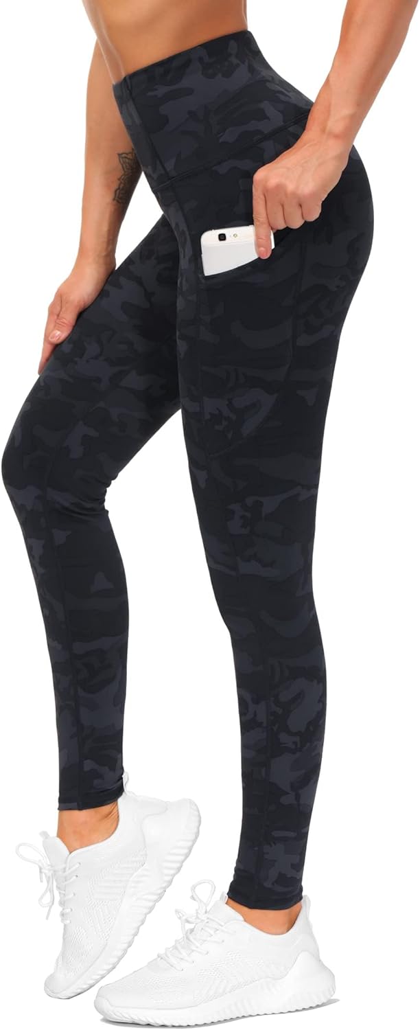 Thick High Waist Yoga Pants with Pockets, Tummy Control Workout Running Yoga Leggings for Women - Colors B