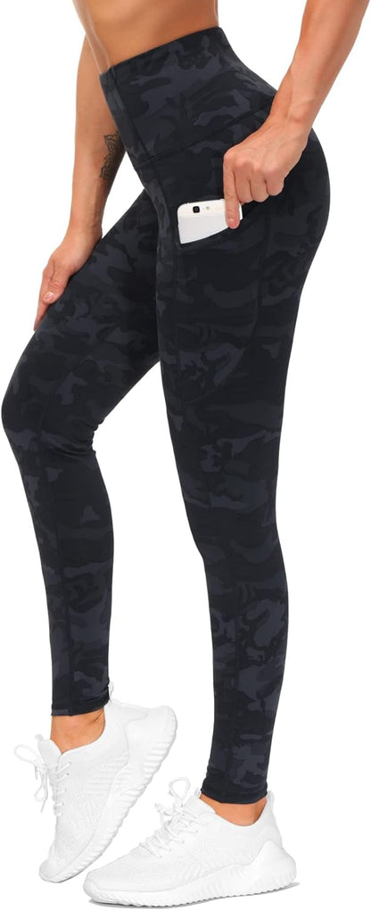 Thick High Waist Yoga Pants with Pockets, Tummy Control Workout Running Yoga Leggings for Women - Colors B