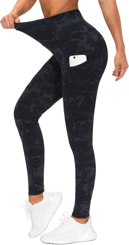 Thick High Waist Yoga Pants with Pockets, Tummy Control Workout Running Yoga Leggings for Women - Colors B