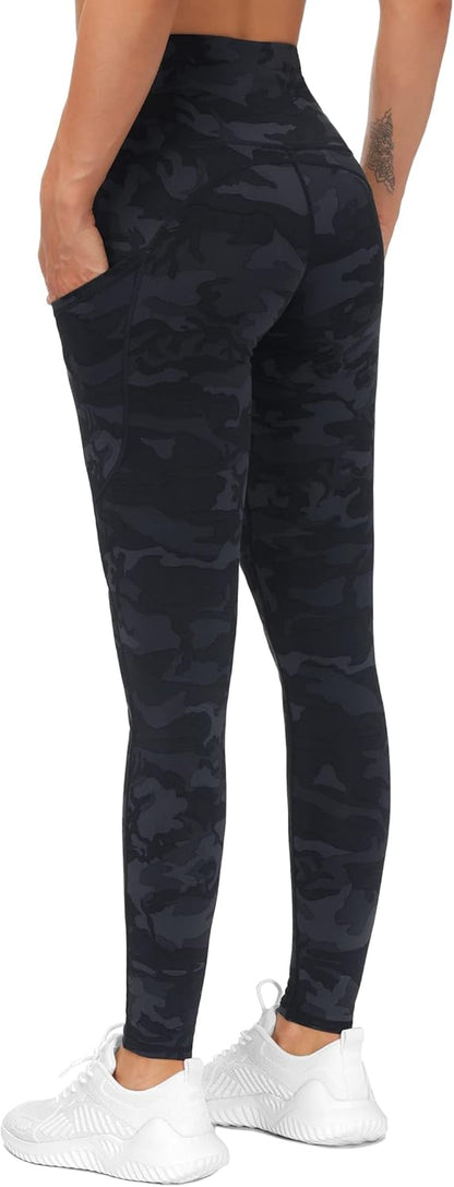 Thick High Waist Yoga Pants with Pockets, Tummy Control Workout Running Yoga Leggings for Women - Colors B