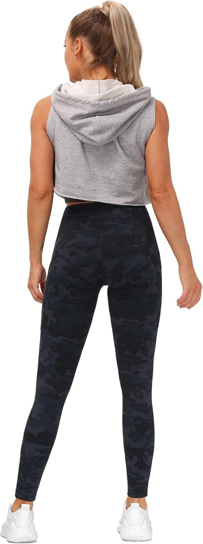 Thick High Waist Yoga Pants with Pockets, Tummy Control Workout Running Yoga Leggings for Women - Colors B