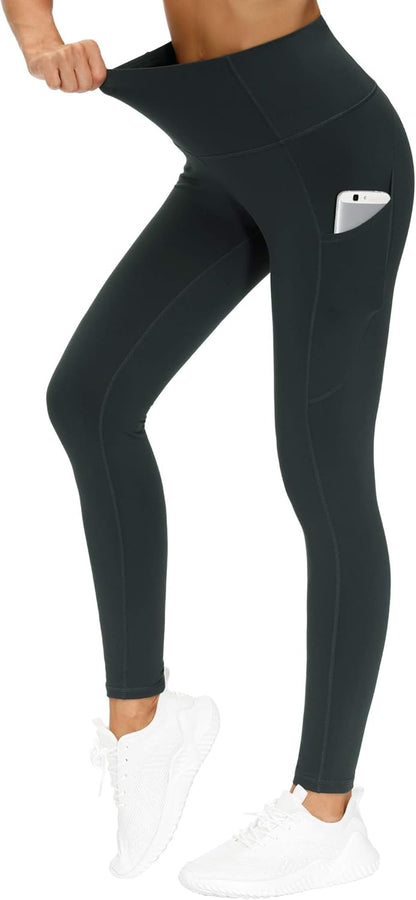 Thick High Waist Yoga Pants with Pockets, Tummy Control Workout Running Yoga Leggings for Women - Colors B