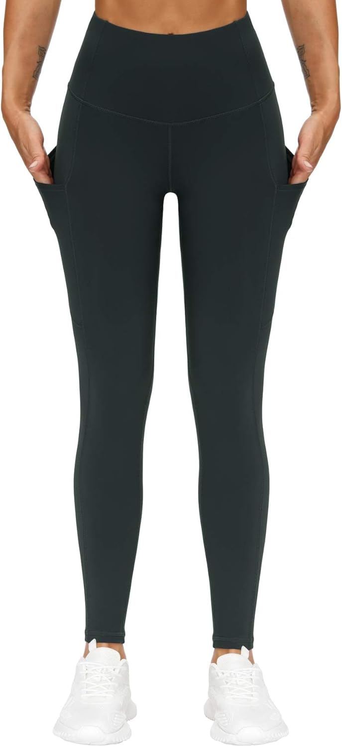 Thick High Waist Yoga Pants with Pockets, Tummy Control Workout Running Yoga Leggings for Women - Colors B