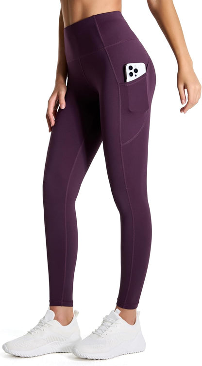 Thick High Waist Yoga Pants with Pockets, Tummy Control Workout Running Yoga Leggings for Women - Colors B