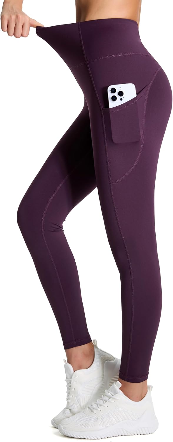 Thick High Waist Yoga Pants with Pockets, Tummy Control Workout Running Yoga Leggings for Women - Colors B