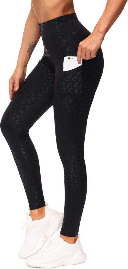 Thick High Waist Yoga Pants with Pockets, Tummy Control Workout Running Yoga Leggings for Women - Colors B
