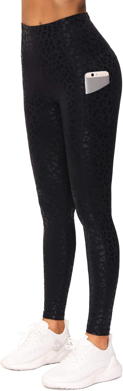 Thick High Waist Yoga Pants with Pockets, Tummy Control Workout Running Yoga Leggings for Women - Colors B