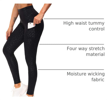 Thick High Waist Yoga Pants with Pockets, Tummy Control Workout Running Yoga Leggings for Women - Colors B