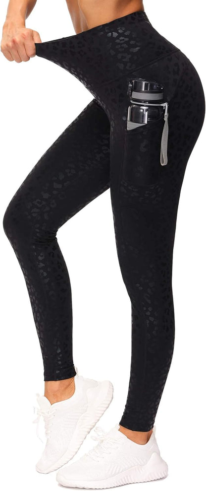 Thick High Waist Yoga Pants with Pockets, Tummy Control Workout Running Yoga Leggings for Women - Colors B