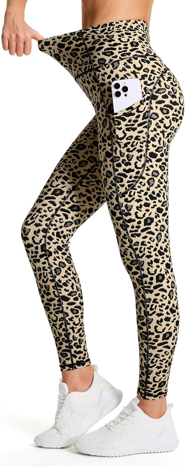 Thick High Waist Yoga Pants with Pockets, Tummy Control Workout Running Yoga Leggings for Women - Colors B