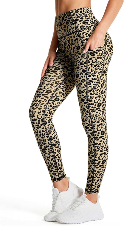 Thick High Waist Yoga Pants with Pockets, Tummy Control Workout Running Yoga Leggings for Women - Colors B