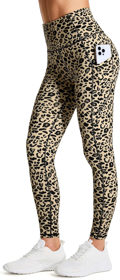 Thick High Waist Yoga Pants with Pockets, Tummy Control Workout Running Yoga Leggings for Women - Colors B