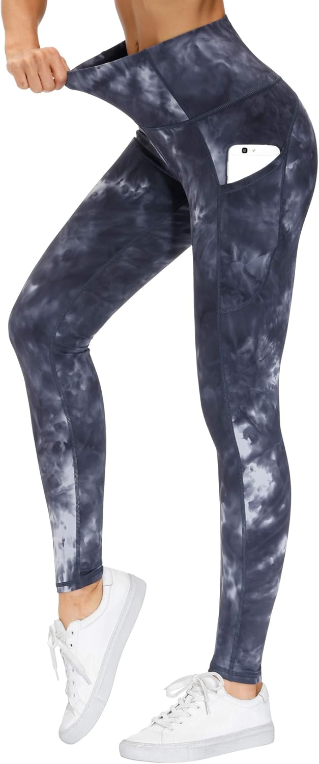 Thick High Waist Yoga Pants with Pockets, Tummy Control Workout Running Yoga Leggings for Women - Colors B