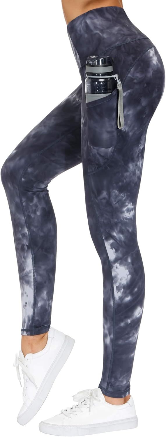 Thick High Waist Yoga Pants with Pockets, Tummy Control Workout Running Yoga Leggings for Women - Colors B