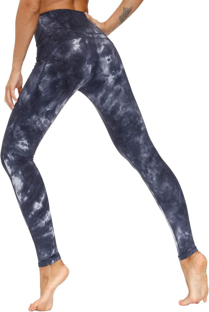 Thick High Waist Yoga Pants with Pockets, Tummy Control Workout Running Yoga Leggings for Women - Colors B