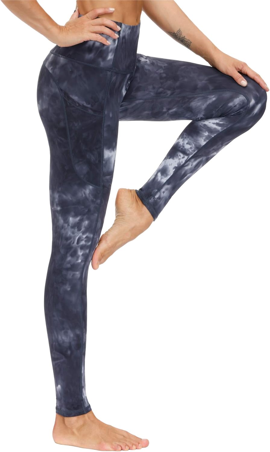 Thick High Waist Yoga Pants with Pockets, Tummy Control Workout Running Yoga Leggings for Women - Colors B