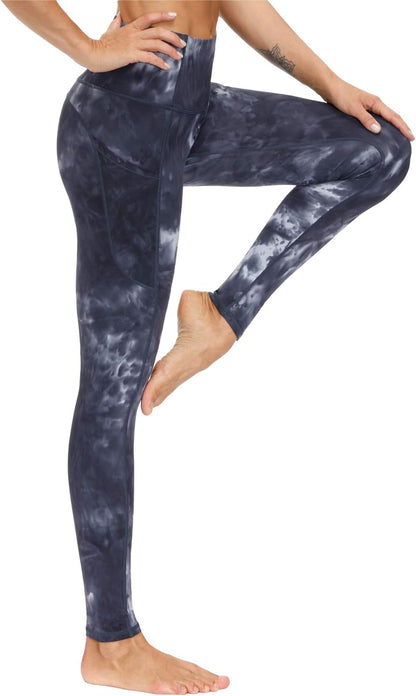 Thick High Waist Yoga Pants with Pockets, Tummy Control Workout Running Yoga Leggings for Women - Colors B
