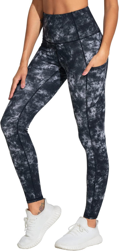 Thick High Waist Yoga Pants with Pockets, Tummy Control Workout Running Yoga Leggings for Women - Colors B