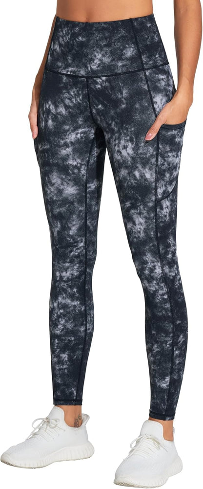 Thick High Waist Yoga Pants with Pockets, Tummy Control Workout Running Yoga Leggings for Women - Colors B