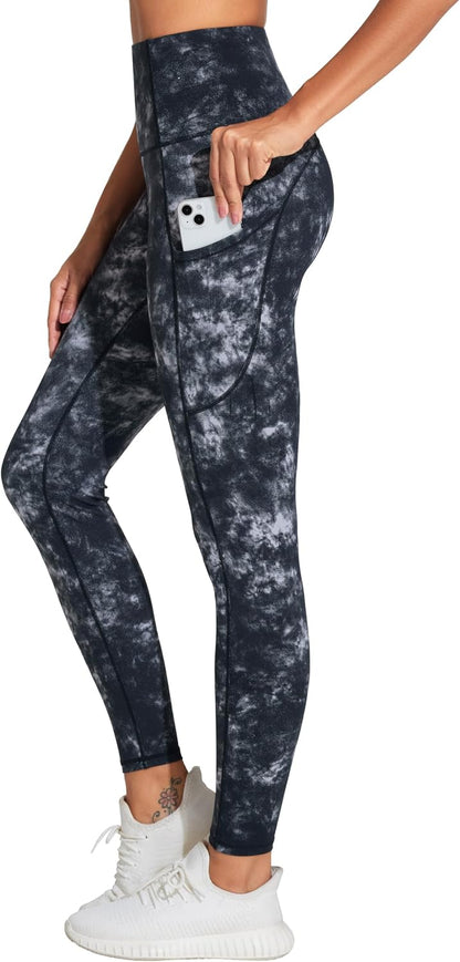 Thick High Waist Yoga Pants with Pockets, Tummy Control Workout Running Yoga Leggings for Women - Colors B