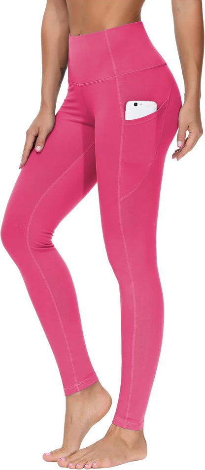 Thick High Waist Yoga Pants with Pockets, Tummy Control Workout Running Yoga Leggings for Women - Colors B