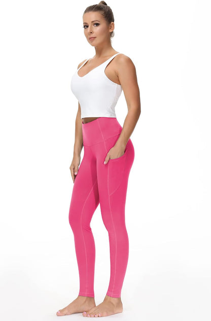 Thick High Waist Yoga Pants with Pockets, Tummy Control Workout Running Yoga Leggings for Women - Colors B