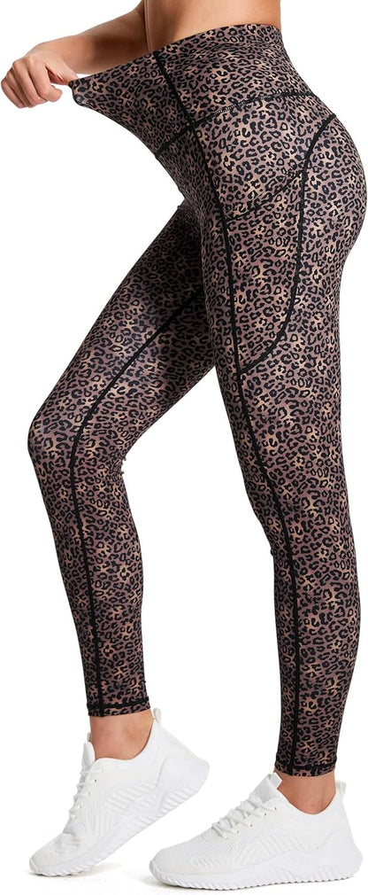 Thick High Waist Yoga Pants with Pockets, Tummy Control Workout Running Yoga Leggings for Women - Colors B