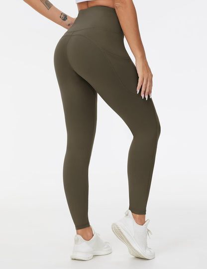 Thick High Waist Yoga Pants with Pockets, Tummy Control Workout Running Yoga Leggings for Women - Colors B