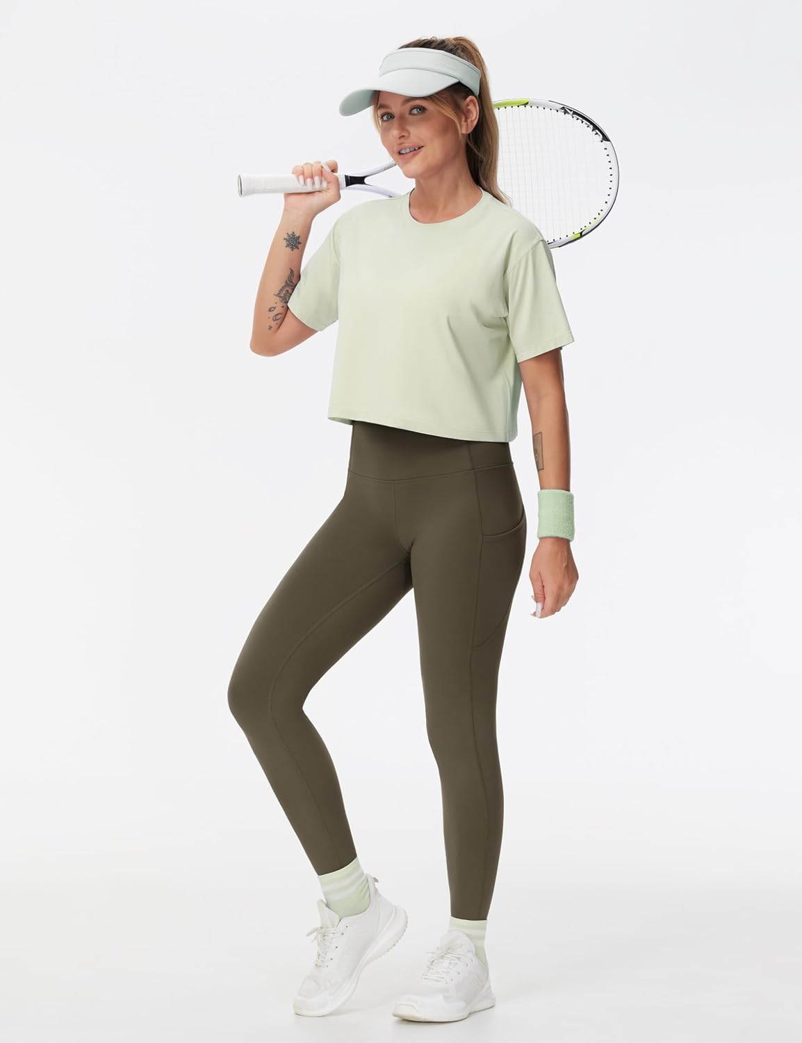 Thick High Waist Yoga Pants with Pockets, Tummy Control Workout Running Yoga Leggings for Women - Colors B
