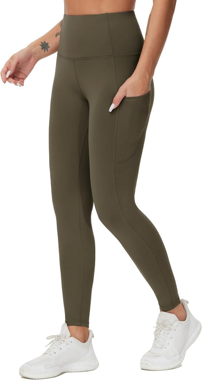 Thick High Waist Yoga Pants with Pockets, Tummy Control Workout Running Yoga Leggings for Women - Colors B