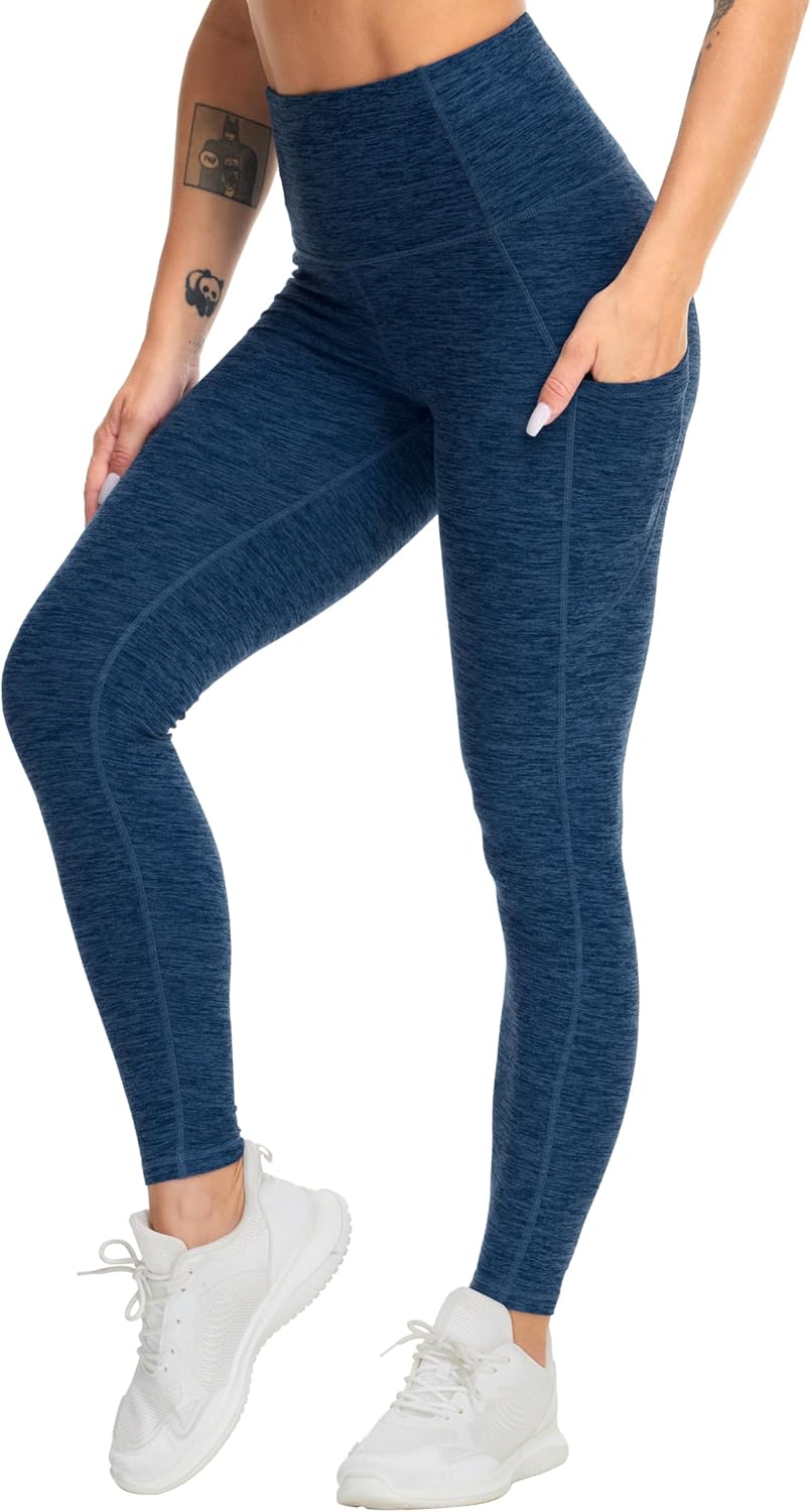 Thick High Waist Yoga Pants with Pockets, Tummy Control Workout Running Yoga Leggings for Women - Colors B